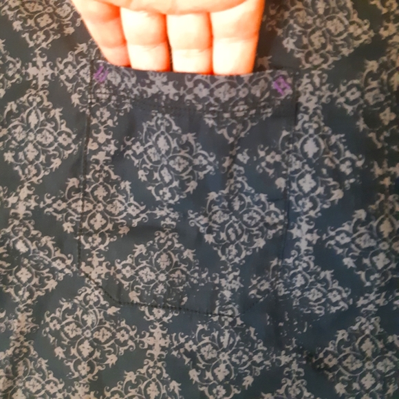 Mervyns Profile XXL black grey batique print cotton button up pocketed shirt - Picture 3 of 11
